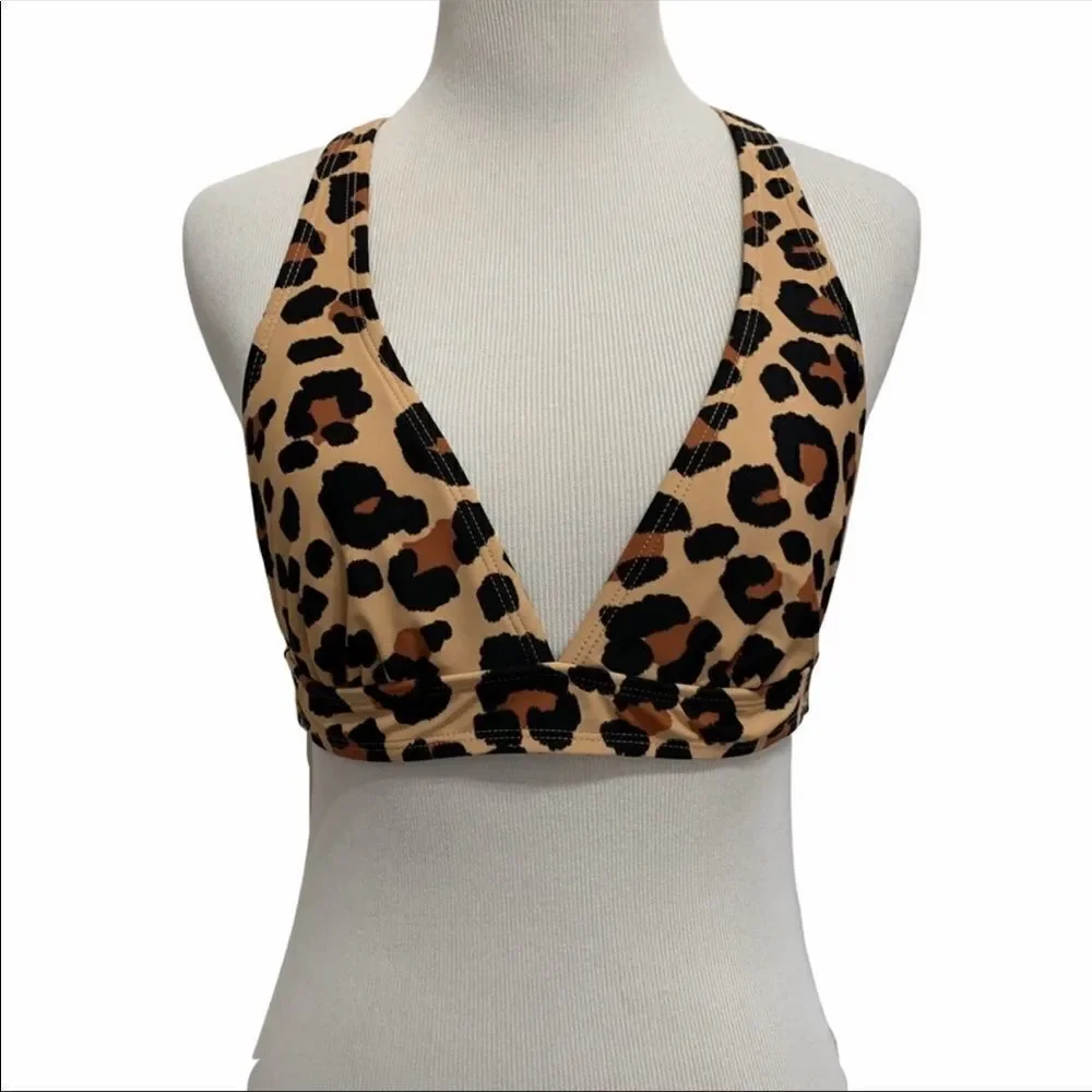 Xhilaration Leopard Tie Back Triangle Bikini Top - Picture 3 of 8